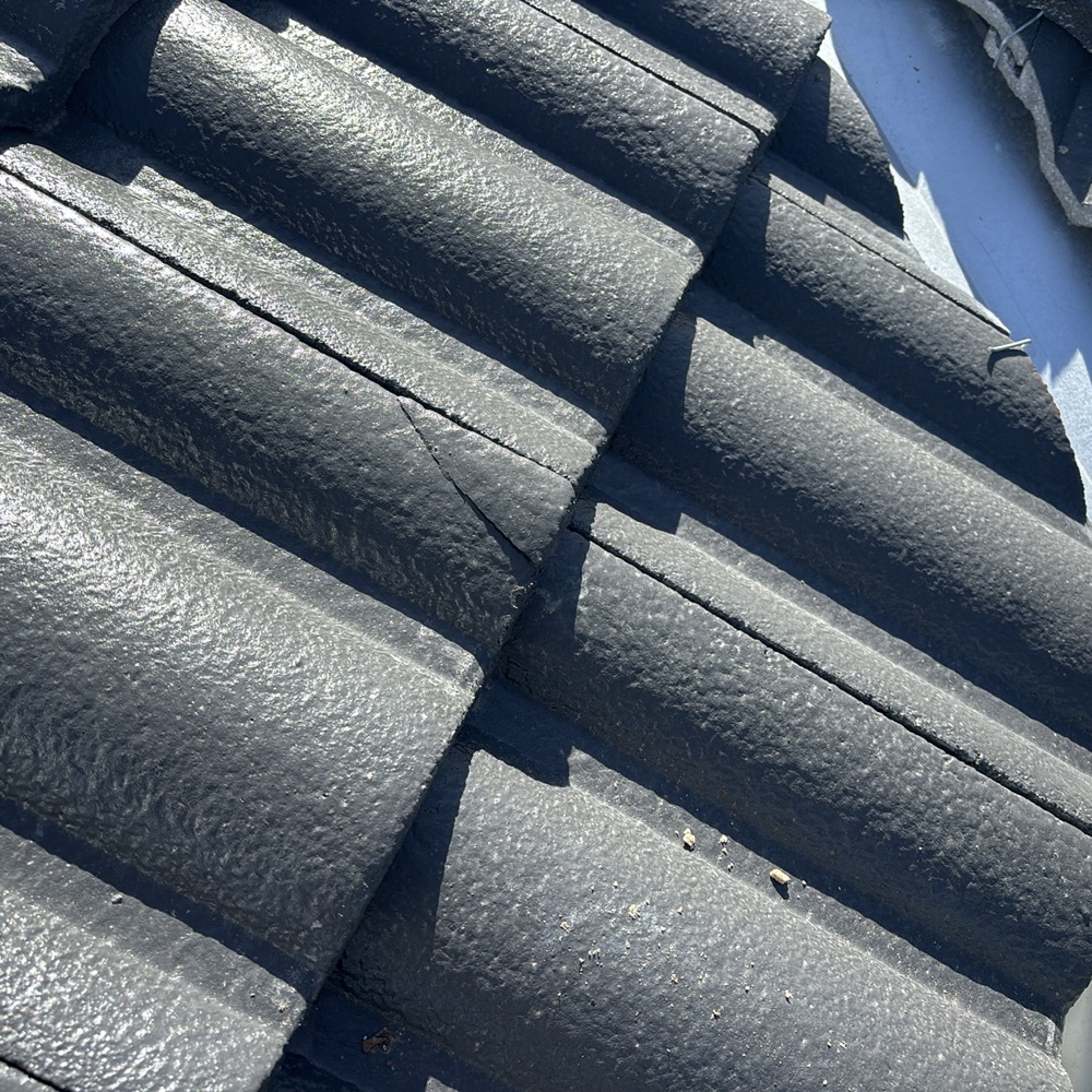 Broken and cracked roof tiles needing replacement, recorded during a lock-up inspection in Donnybrook