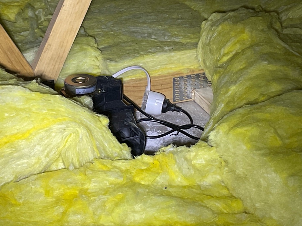 Exhaust fan discharging into the roof space rather than outside, recorded during a pre-purchase inspection in Donnybrook